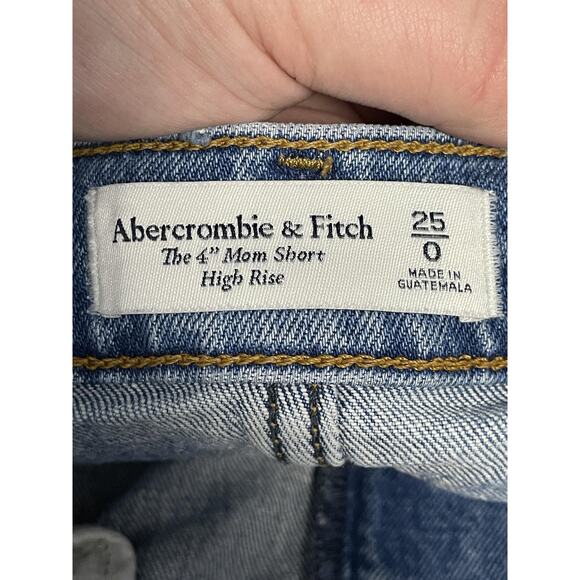 Abercrombie & Fitch Shorts Womens 25 0 High Rise 4" Mom Short Distressed Denim - Picture 9 of 13